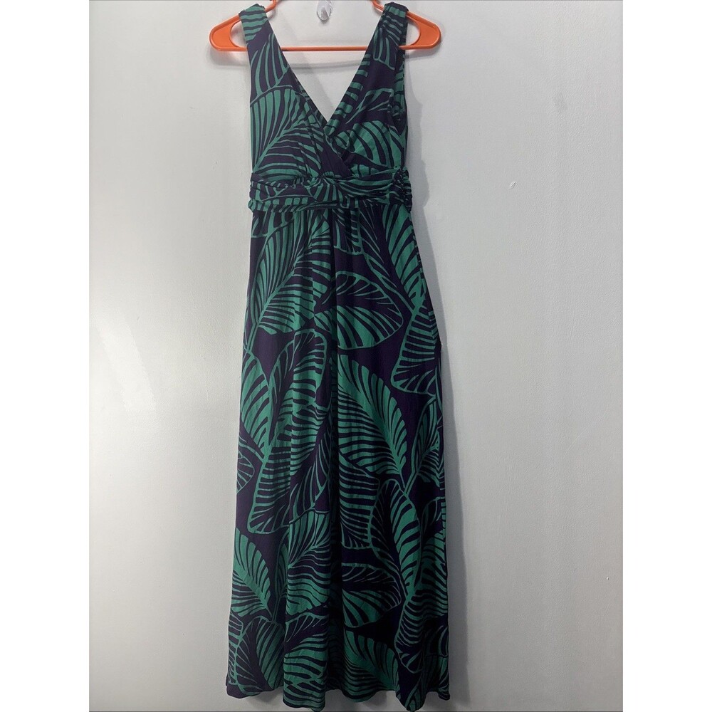 Boden  Women’s Sleeveless Tropical V-Neck Maxi Dress  Purple/ Green Sz 28